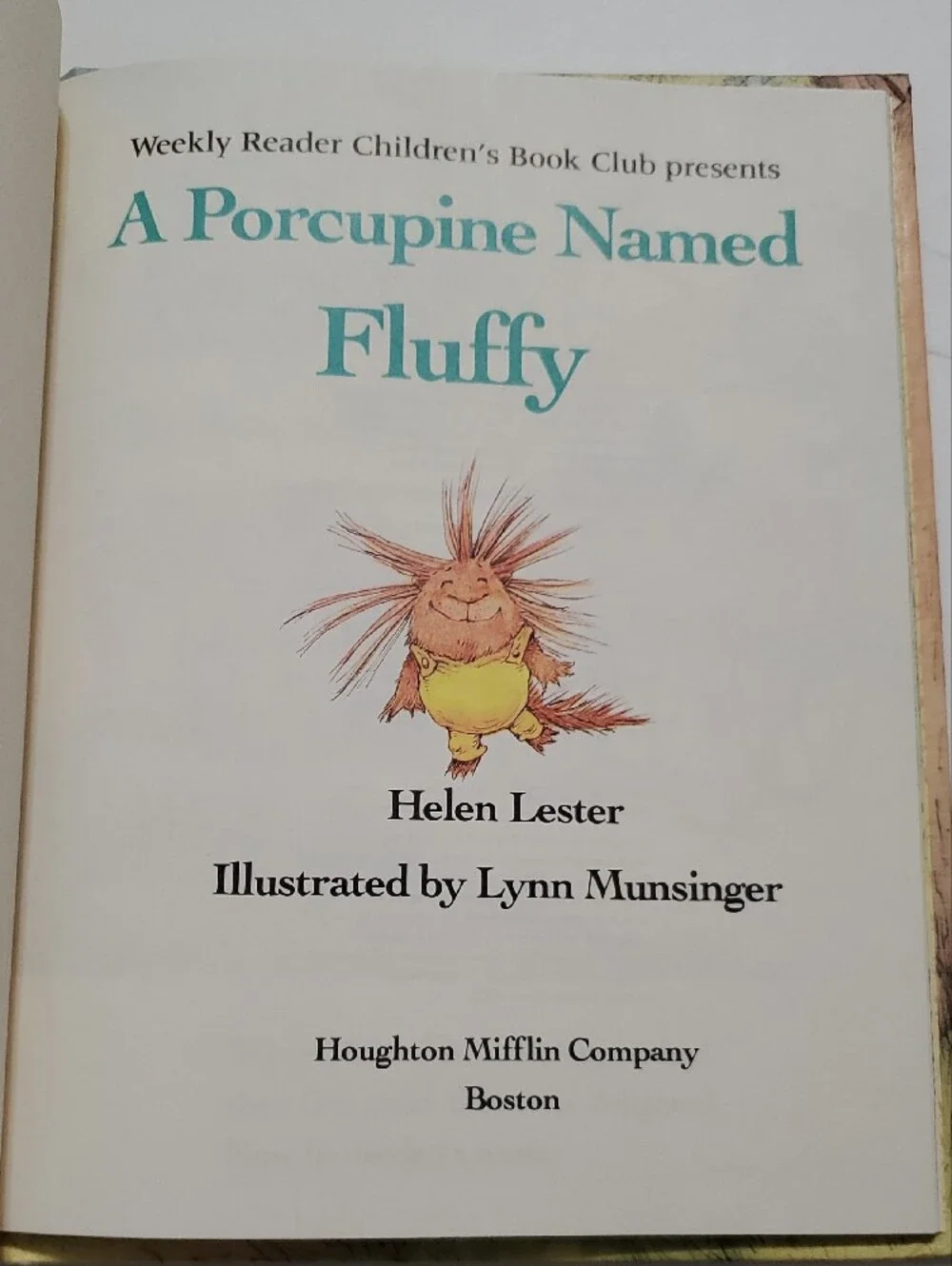 A Porcupine Named Fluffy Vintage 1986 — Illustrated Children’s Book